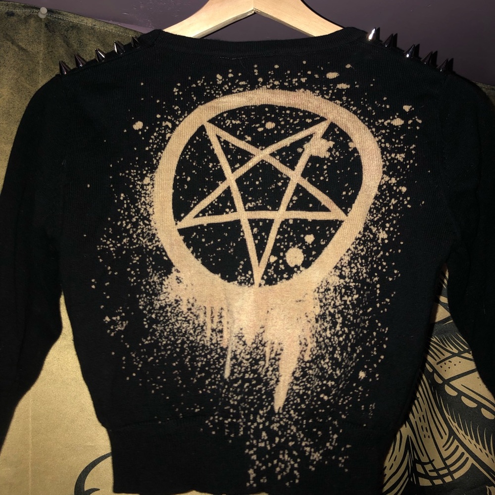 Rat Baby pentagram crop cardigan
